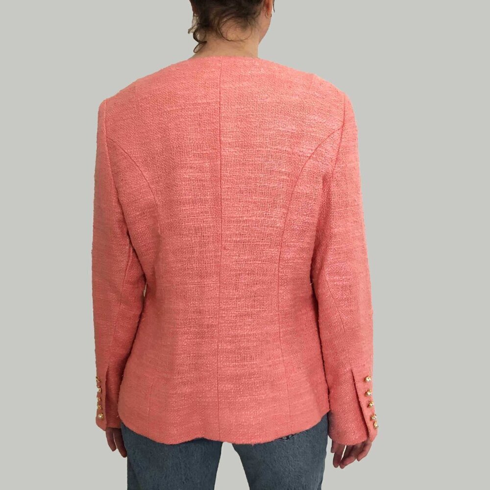 Coral Silk & Linen Blazer - Picture 2 of 6